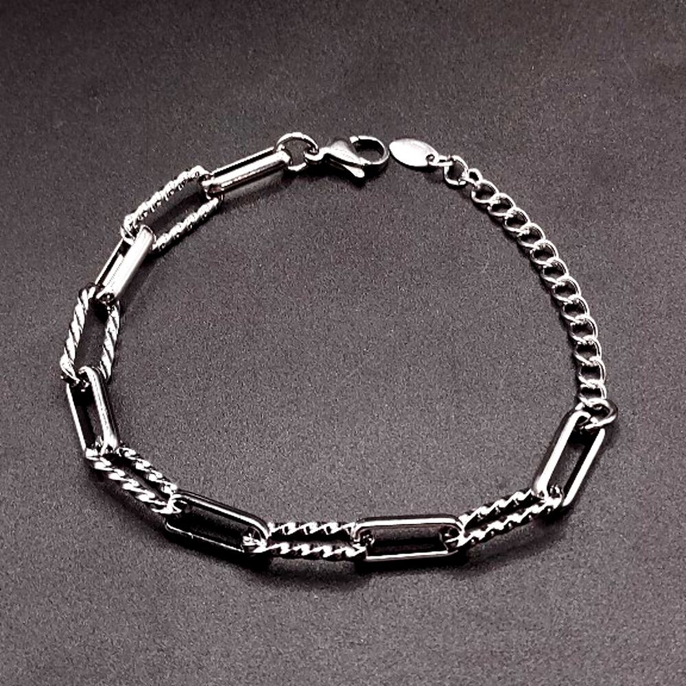925 Silver Tone Twisted Chain Link Bracelet 90s Y2K Anniversary Birthday Gift